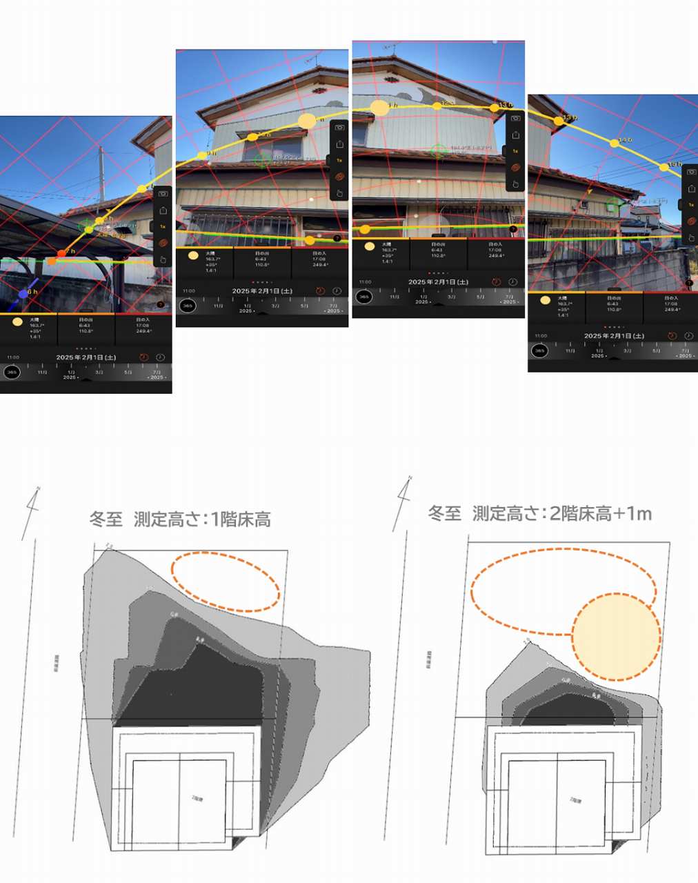 太陽高度測定と日当たりシュミレーションの画像