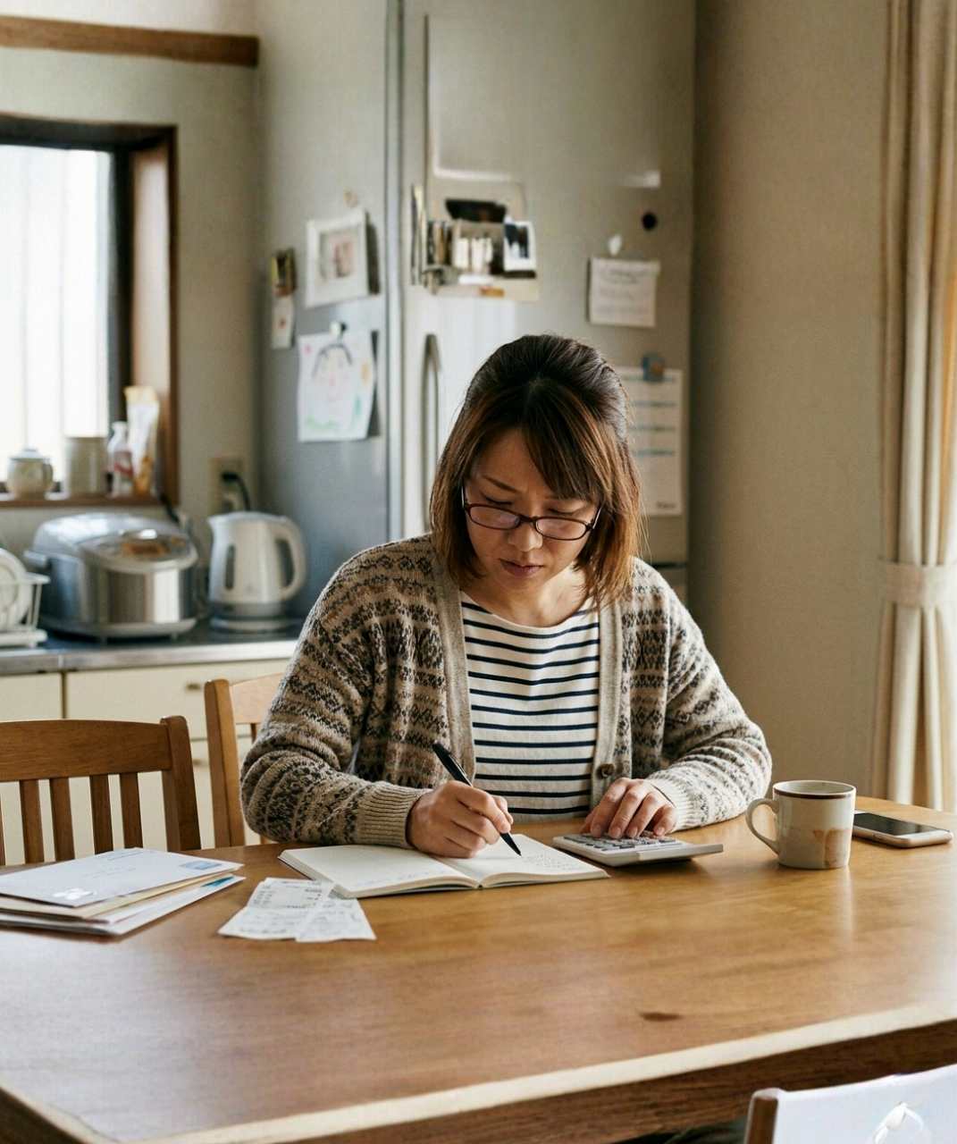 家計簿をつける主婦のイメージ画像
