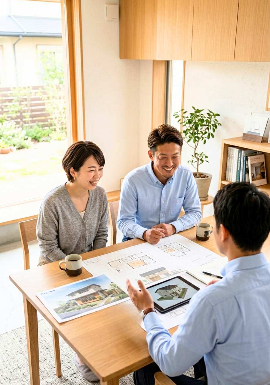 家づくりの相談をしている夫婦のイメージ画像