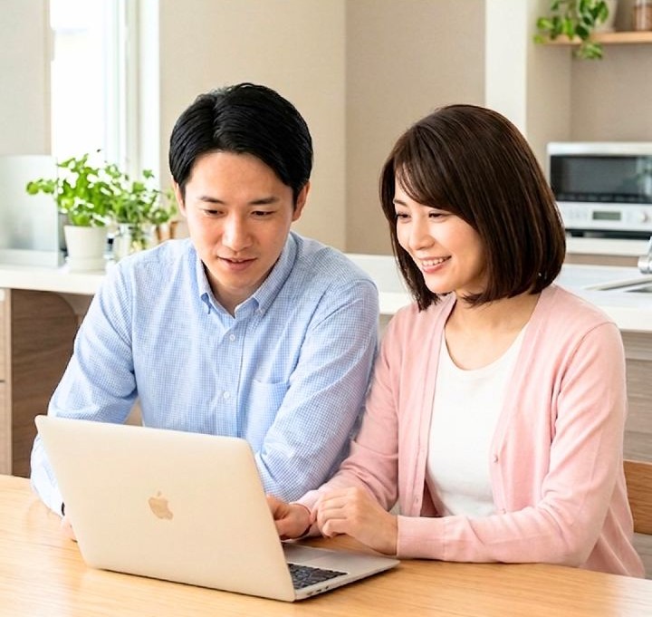 光熱費が抑えられて喜んでいる夫婦のイメージ画像