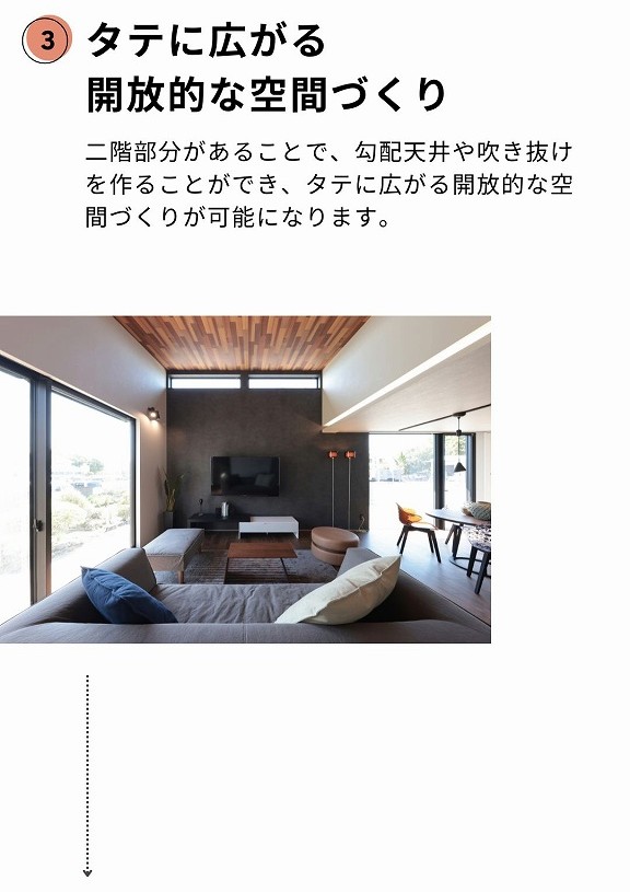 ほぼ平屋の魅力、タテに広がる開放的な空間