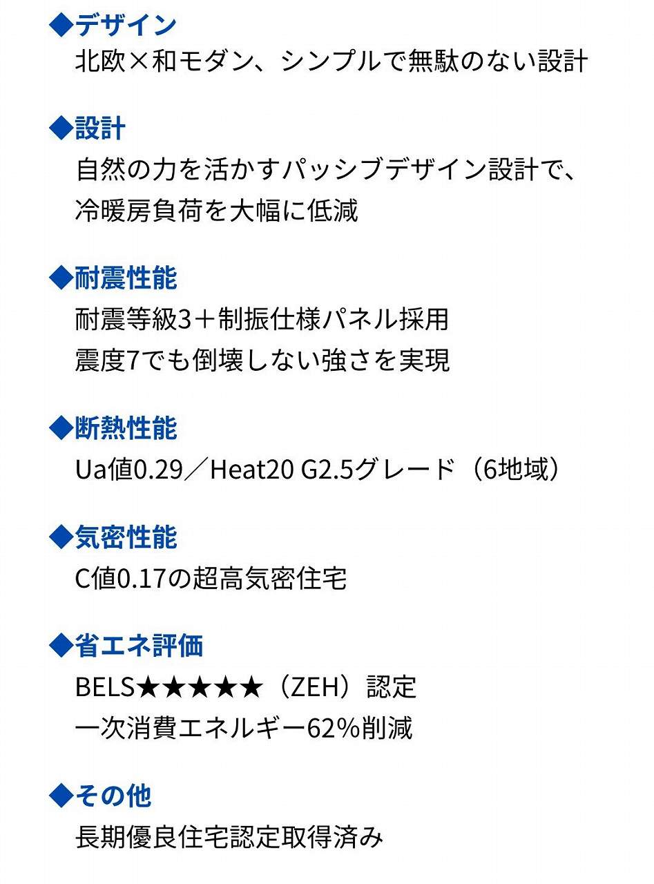 モデルハウス特徴一覧