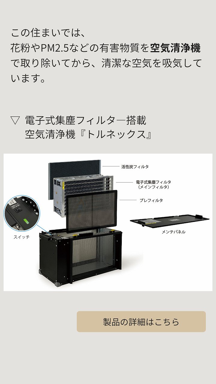 電子式集塵フィルタ―搭載空気清浄機トルネックス