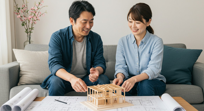 家づくりを相談する夫婦のイメージ画像