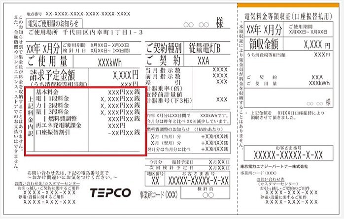 電気料金明細書の写真
