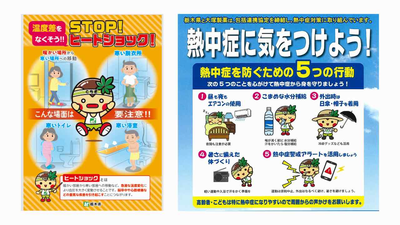 ヒートショックと室内熱中症の予防を呼びかけるポスター