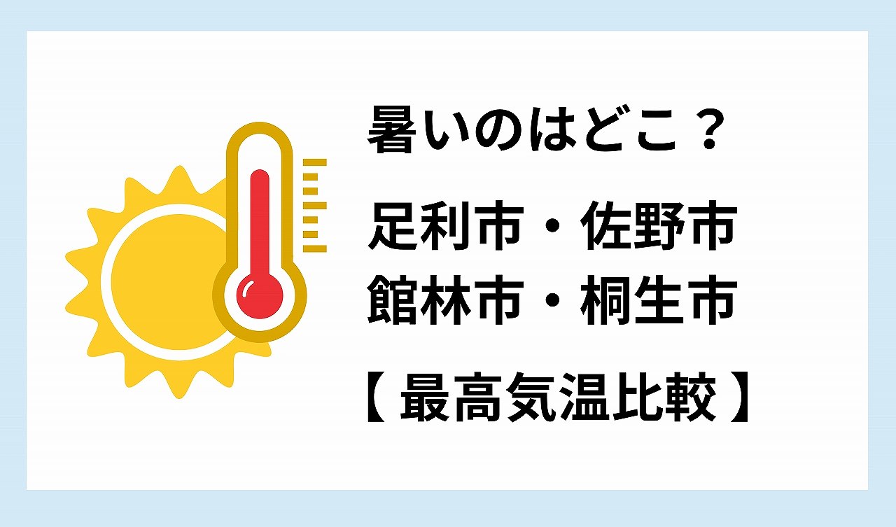 足利・佐野・館林・桐生、最高気温比較