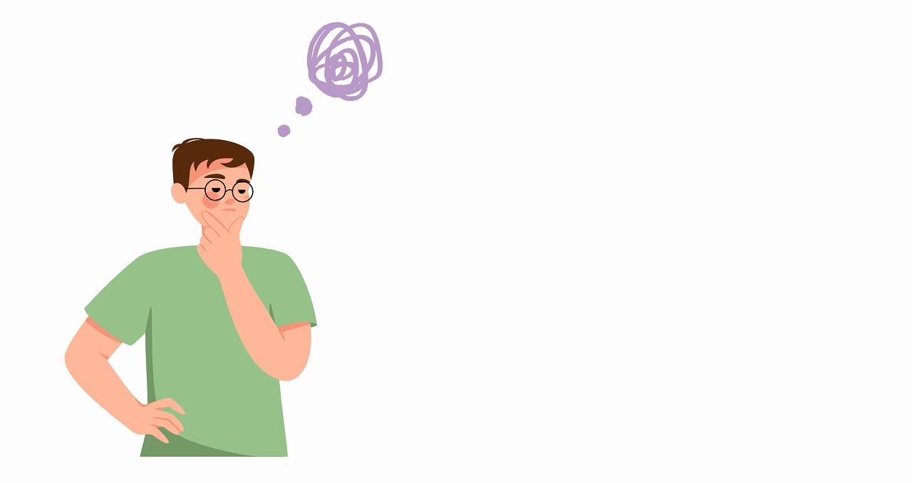 不安を抱える男性のイラスト