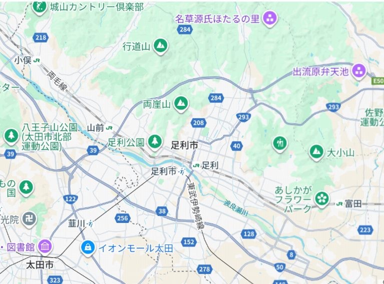足利市の地図画像