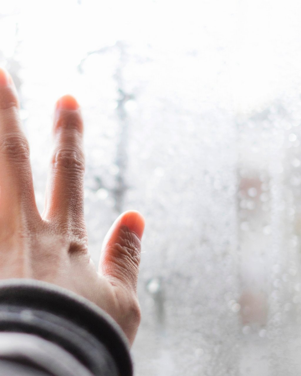 結露する窓の画像