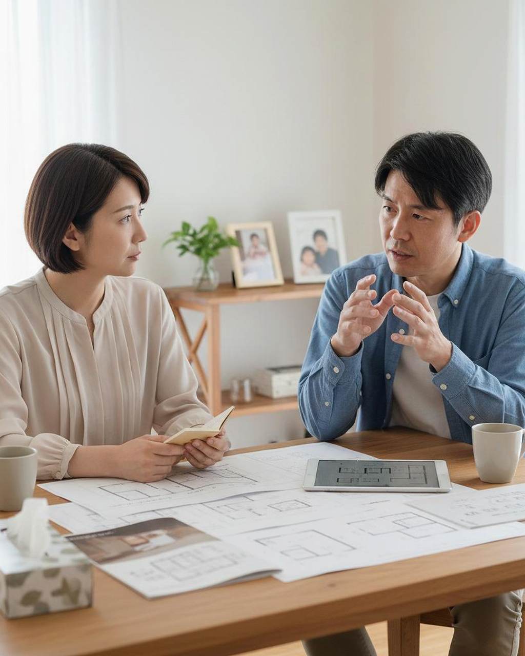 家づくりのことで困っている夫婦のイメージ画像