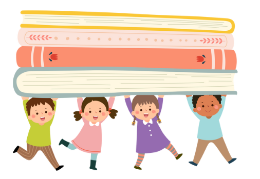 本と子供のイラスト画像
