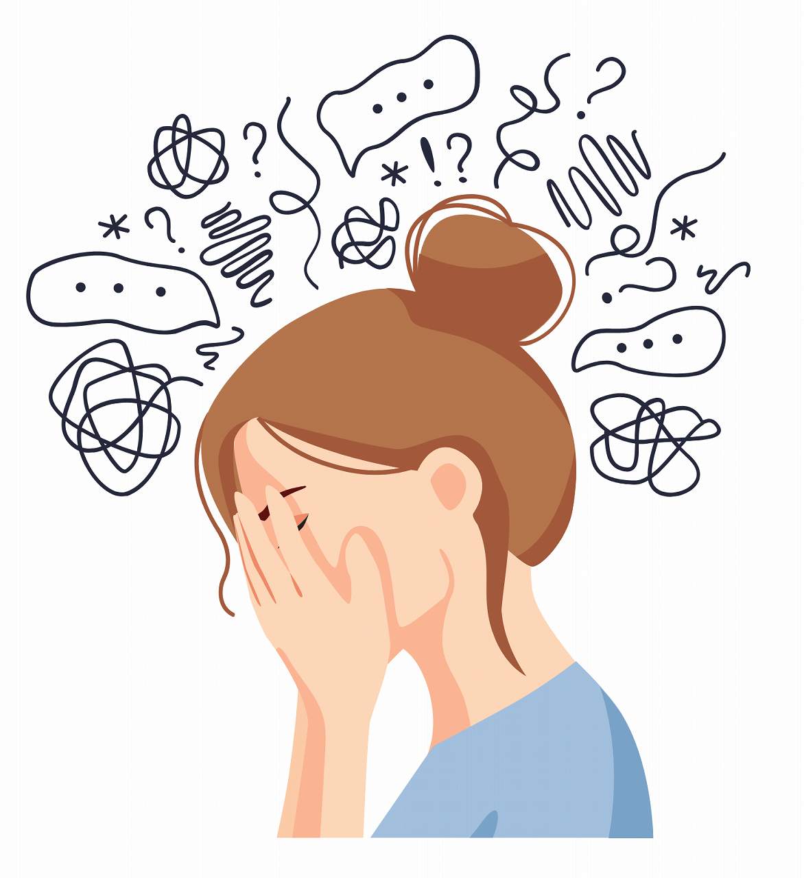予算オーバーして焦っている女性のイラスト