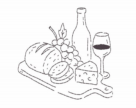 ワインに合う料理のイラスト